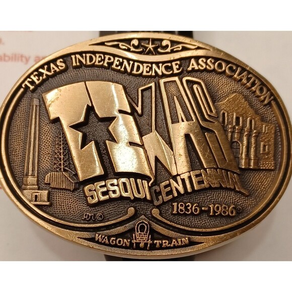 Texas Sesquicentennial Independence Association Ltd Ed Solid Brass Belt Buckle - Picture 4 of 8